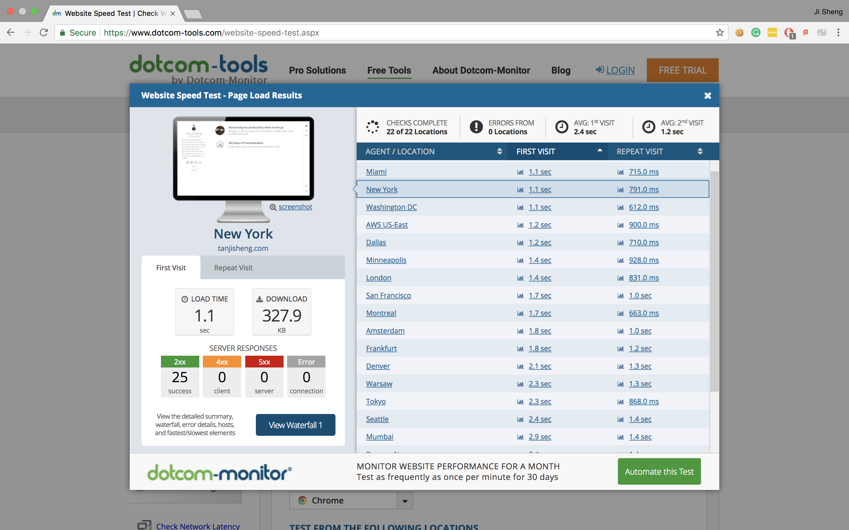 Speed test from different location