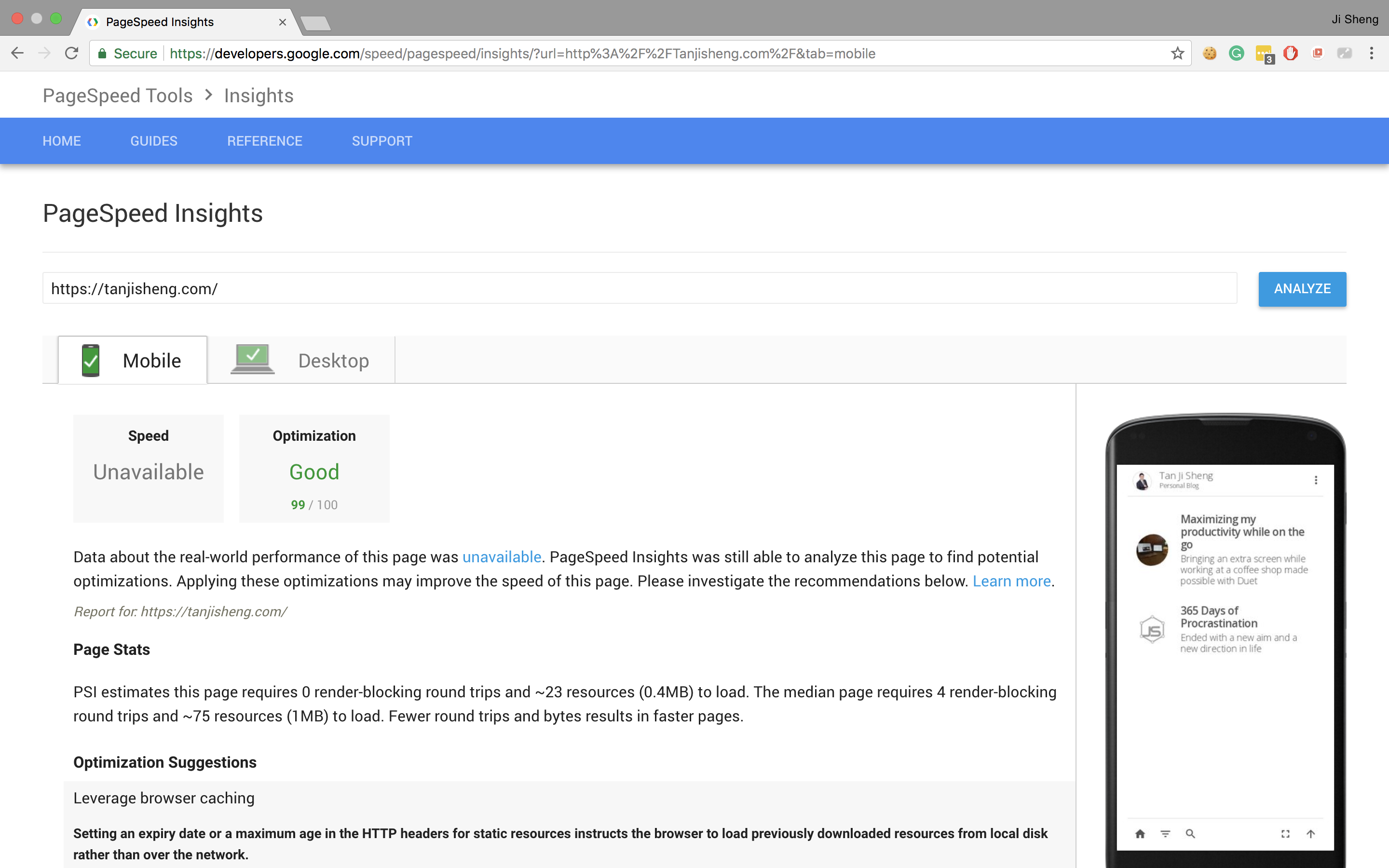 Page Optimization with Google PageSpeed Insight